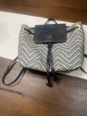 Michael Kors Navy & White Chevron Drawstring Backpack